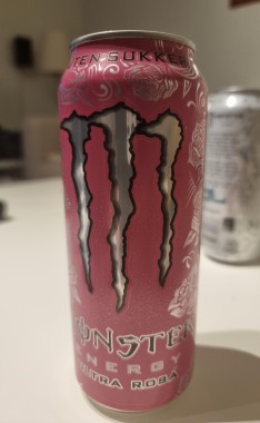Picture of an energy drink called Monster Ultra Rosá