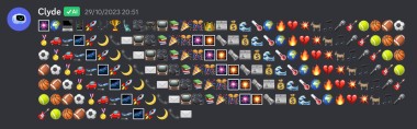 Message from Clyde AI showing a lot of mostly repeated emojis