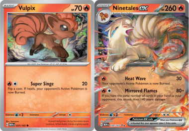 Picture of Vulpix and Ninetails EX cards from the new 151 set.