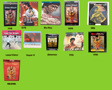 Covers of 11 different format releases of Enter The Dragon
