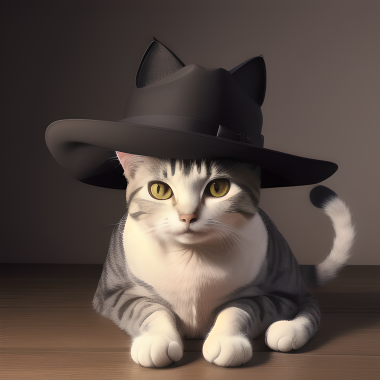 A cat wearing a hat, the hat has cat ears