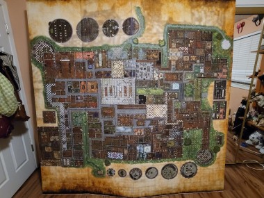 a 7ft×7ft, playable map of the eponymous Tegel Manor from the Judges Guild AD&D adventure module Tegel Manor