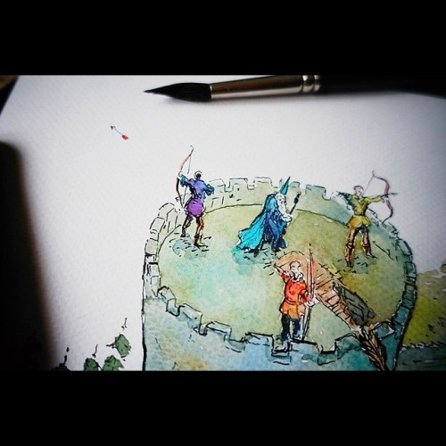 fairy tale illustration in ink and watercolor