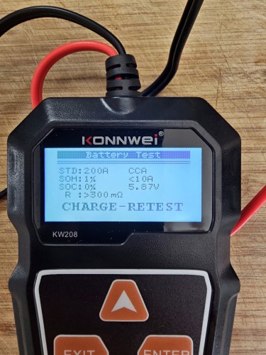 Battery tester showing under 6v on a 12v battery