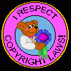 the "i respect copyright laws" bear holding a ribbon for some reason