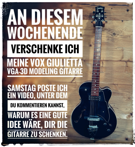 Der gleiche Text, etwas kürzer, wie im Posting. Dazu ein Foto der schwarzen Vox Giulietta E-Gitarre.