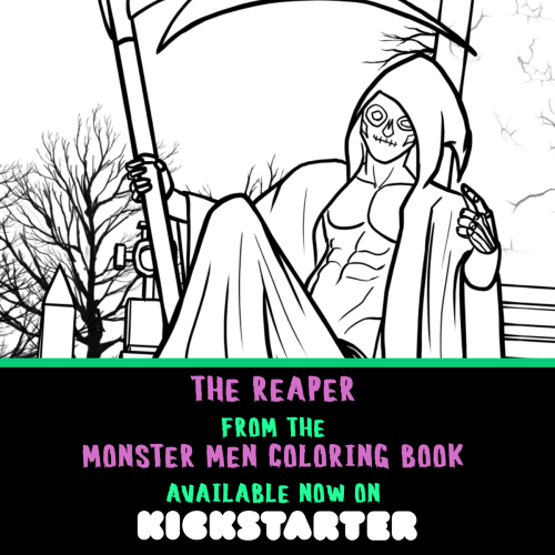 Promo image of the Reaper from my Monster Men Coloring Book Kickstarter