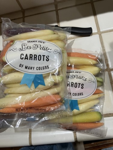 It’s a couple bags of small, colorful carrots. Mostly a turnip/radish adjacent orange-yellow. 