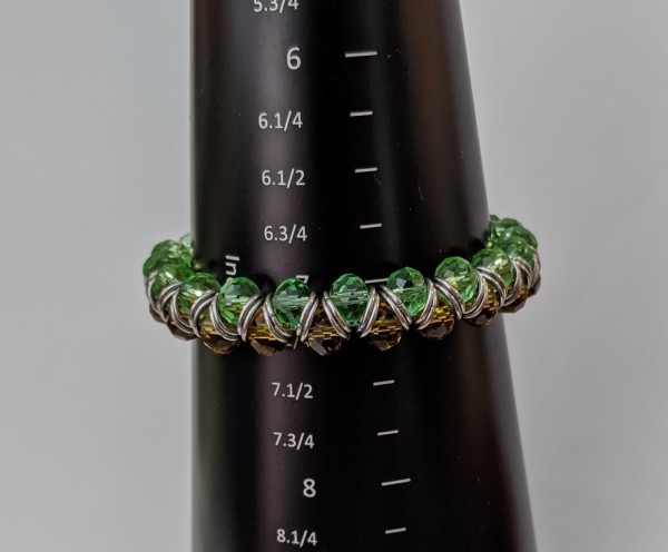 Bracelet on a mandrel showing it is size 7.25 US