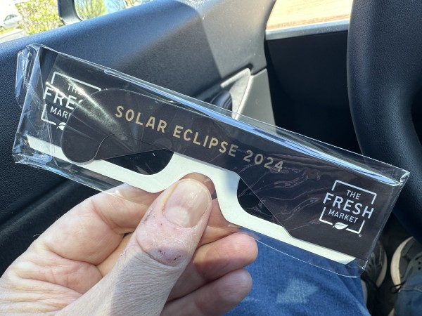2024 Solar Eclipse glasses courtesy of The Fresh Market. 