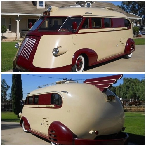 A “1941 Western Flyer Motorhome” front and rear photos.  I think it looks a bit like a chicken 😂