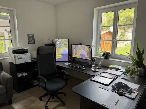 View of a desk in a homeoffice setup