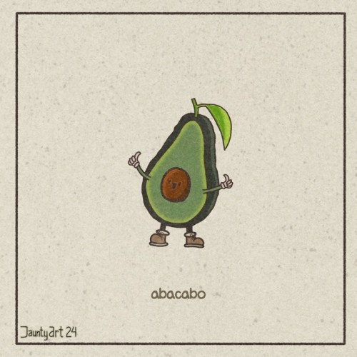 abacabo
(When my kids were very young they used to say some words in a very funny way. I’m going to draw some of them. Here is an illustration of abacabo. Abacabo is an avocado as said by a 2 year old. I still call avocados abacabos.)