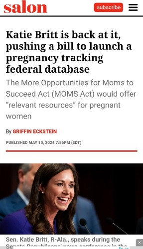 Katie Britt is back at it, pushing a bill to launch a pregnancy tracking federal database

The More Opportunities for Moms to Succeed Act (MOMS Act) would offer “relevant resources” for pregnant women
