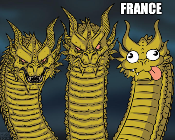 Three dragons meme, the last one is France