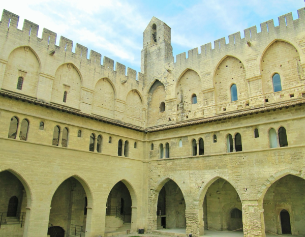 Part of a Popes palace in Avignon, France. Gothic structure  built of stone from Middle Ages. 