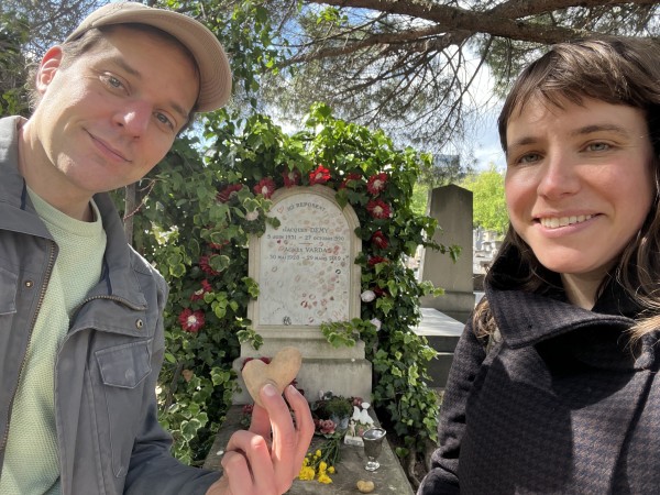Annie and I in front of Agnès Varda’s grave in Montparnasse