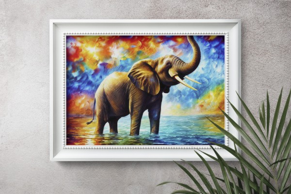 Colorful elephant wall art 