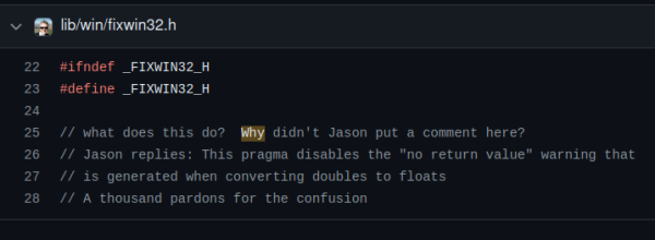 // what does this do?  Why didn't Jason put a comment here?
// Jason replies: This pragma disables the "no return value" warning that
// is generated when converting doubles to floats
// A thousand pardons for the confusion