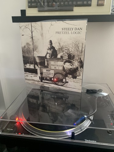 Steely Dan's album "Pretzel Logic" playing on my record player.