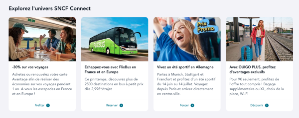 List of offers from SNCF Connect