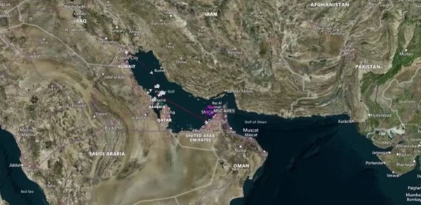 Tracker shows path of seized MSC Aries in Strait of Hormuz amid Iran tensions. April 13, 2024. REUTERS/LSEG Purchase Licensing Rights