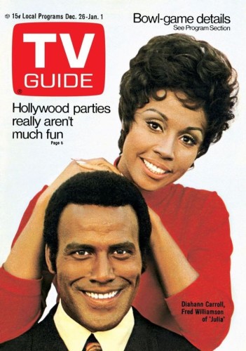 Both are smiling on the cover with Diahann resting her hand on his head. 