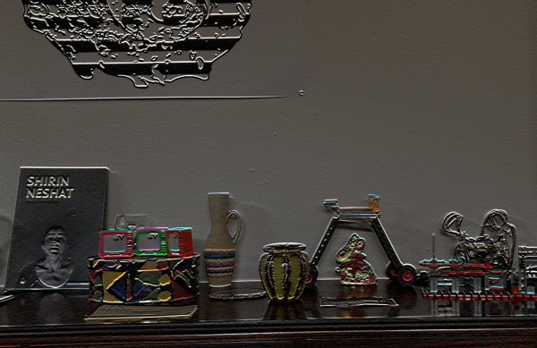 Some stuff on my sideboard. The objects have unnaturally colored edges.