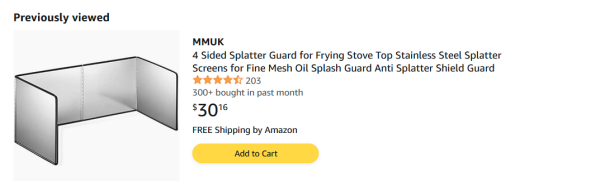 splatter guard on amazon for stove top