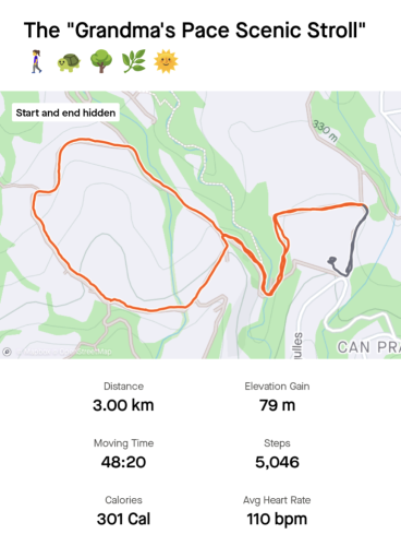 Strava walking activity with the title: The "Grandma's Pace Scenic Stroll"