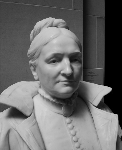 Marble statue of Dr Mary Harris Thompson. It's all white, because it's marble.