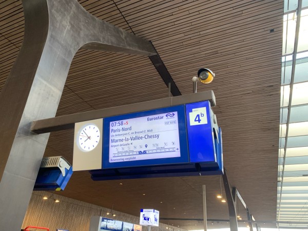 Departure sign for the Eurostar to Paris and Disneyland.