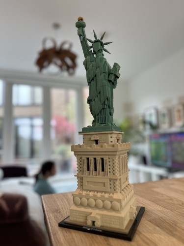 A Lego model of the Statue of Liberty.