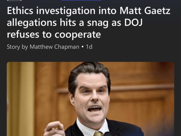Headline Ethics investigation into Matt Gaetz allegations hits a snag as DOJ refuses to cooperate

That or garland sucks this bad which is possible 