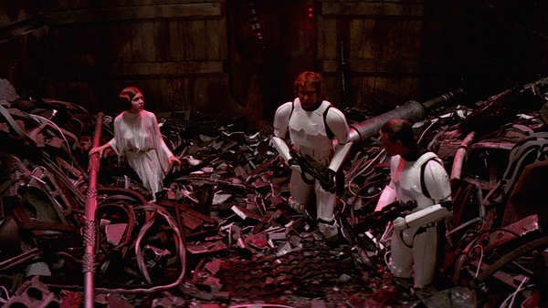 Trash compactor scene from Star Wars
