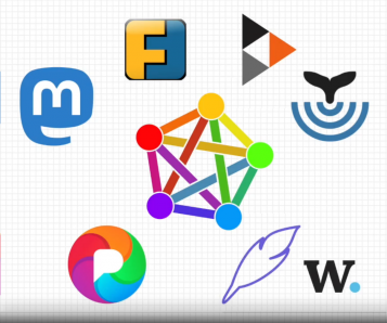 Graphic of various Fediverse platform logos