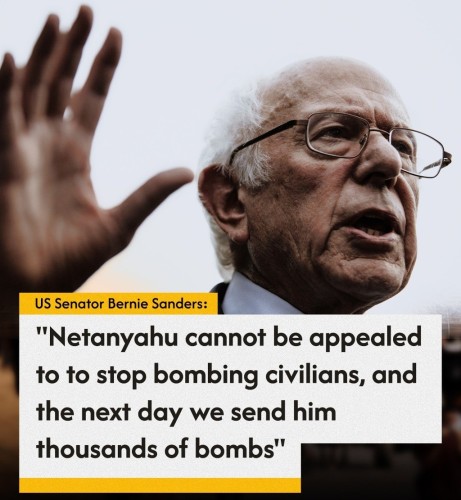 Netanyahu cannot be appealed to stop bombing civilians, and the next day we send him thousands of bombs.