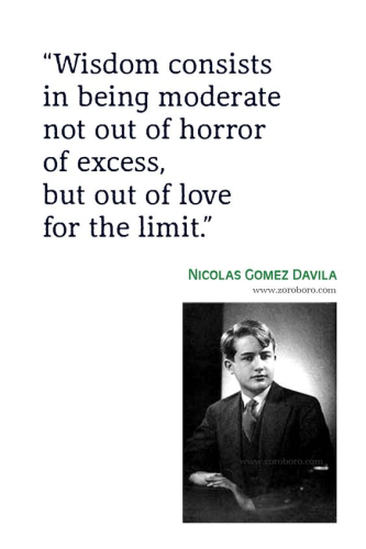 “Wisdom consists in being moderate, not out of horror of excess, but out of love for the limit” ─ Nicolas Gomez Davila