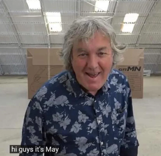 James May says "Hi guys. It's May"