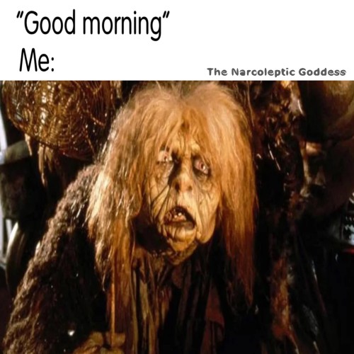 "Good morning"
Me: 
Picture of a ugly looking creature of some sort

Attribution: The Narcoleptic Goddess