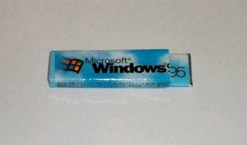 a pack of Windows 95-branded gum from Japan