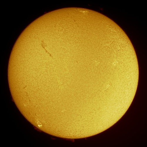 High resolution image of the sun's surface with much detail visible