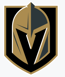 Las Vegas Golden Knights logo, a stylized illustration of a knight helmet over a shield. 