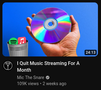 a youtube video called "i quit music streaming for a month"
