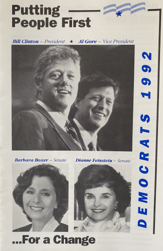 A 1992 political pamphlet introducing Clinton, Gore, Feinstein and Boxer