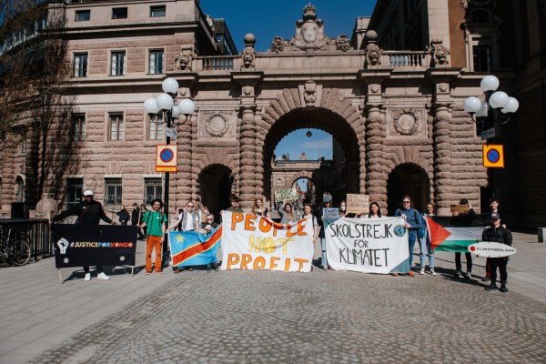 Fridays for Future striking in front of Swedish Riksdag.