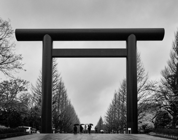 Japanischer Schrein in einem Schwarz-Weiß-Foto, japanese Shrine in blak and white picture