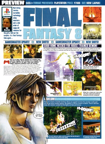 First up is the preview for Final Fantasy 8 on PSone from GamesMaster 80 - April 1999 (UK)
