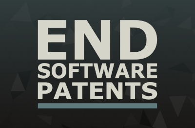 Image that says, "End software patents."