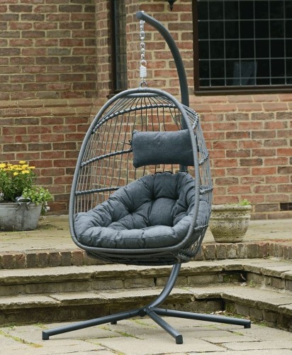 A cocoon hanging chair